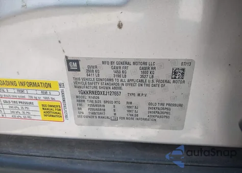 2014 GMC Acadia Sle-1 from USA, damaged, VIN 1GKKRNEDXEJ127657